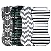 Arnzion Burp Cloths for Boys and Girls Curved Design Soft Absorbent Baby Bibs Pads Set Triple Layer Unisex 4 Pack Wave Stripes Arrows