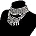 Retro Boho Tribal Tassel Collar Bib Chain Chunky Pendant Statement Necklace Choker for Women (Silver)