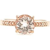 Natural Peach Morganite 14k Rose Gold Over Sterling Silver Engagement Ring Size 6.25, 7.25, 8.25, 9.25