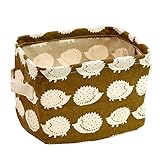 UQueen Fashion Creative Household Desktop Ambry Cotton Linen with handle Sundry Cloth Cosmetic Storage Basket Box Case Organizer (Hedgehog)