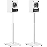 MOUNTUP Universal Speaker Stands Pair 28.3" to 37.4" Height Adjustable Floor Speaker Stands, Holds Bookshelf & Satellite Speaker Large Speaker, Up to 22LBS Cable Concealing 9.8" Plate White MU9132W-L
