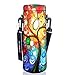 AUPET Water Bottle Sling Bag Carrier Crossbody Sleeve,Insulated Neoprene Bottle Case Holder Pouch Cover 500ML/17oz with Shoulder Strap for Walking Women Men (Colorful Tree)
