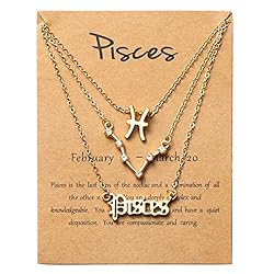 PANTIDE 3Pcs Pisces Zodiac Layer Necklaces for
