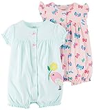 Carter's Baby Girls 2-Pack Romper, Bird/Butterfly, 18 Months