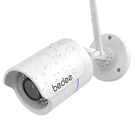 WLAN IP Kamera bedee 1080P WIFI Überwachungskamera FHD Außenkamera mit IR Nachtsicht, Fernalarm, Bewegungserkennung, 128G Karte Slot, 9.8ft Kabel Wasserdichte Sicherheitskamera für Innen Außen Monitor