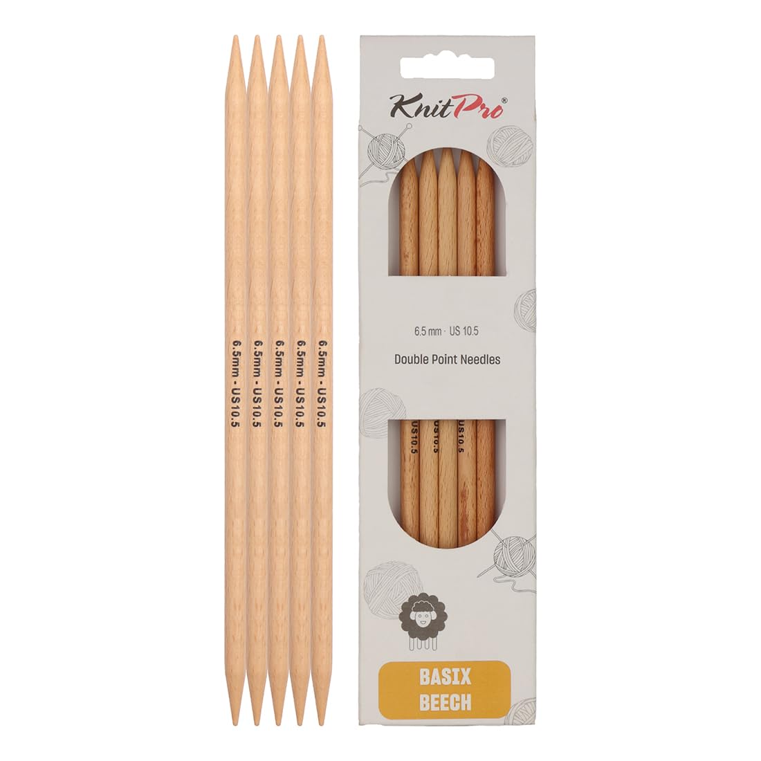 KnitPro Basix Beech Double Pointed Needles 8" (20cm) | 6.50mm — image 1