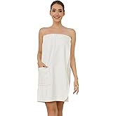 Air Curvey Women's Soft Wrap Towel Shower Wrap Robe Lightweight Spa Body Wrap Adjustable Closure Bathrobe With Pocket