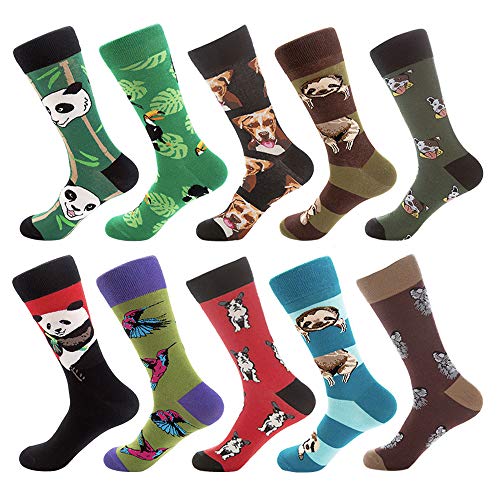 image for Bonangel Men's Fun Dress Socks - Colorful Funny Novelty Crazy Crew Soc