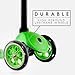 Globber 3 Wheel Kick Scooter with Patented Steering Lock and Optional LED Light Up Wheels (Green/Black)