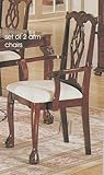 Set of 2 Antique Queen Anne Style Cherry Finish Wood Dining Arm Chairs
