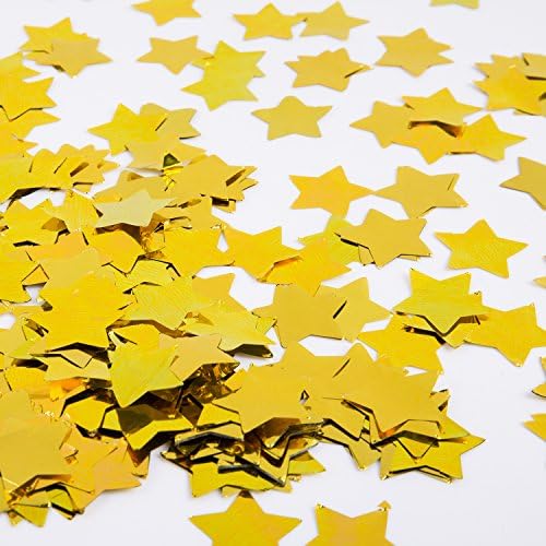MOWO Star Confetti Wedding Party Decor and Table Decor, 1'' in Diameter (glitter metallic gold,3000pc)