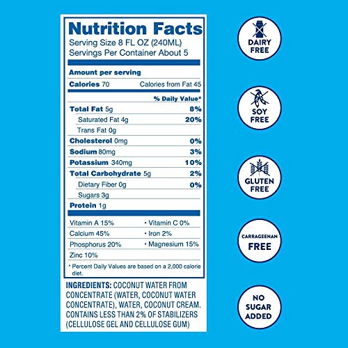 Vita Coco Coconut Milk, Unsweetened Original - Plant Based, Dairy Free Milk Alternative - Gluten Free, Soy Free, and So Delicious - Perfect for Cereal, Coffee, Smoothies - 33.8 Ounce