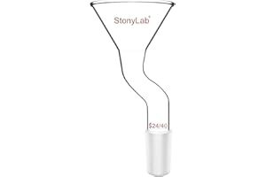 stonylab Powder Funnel with Offset Design, Borosilicate Glass with 24/40 Standard Joint, 75mm Top Diameter, Heavy Duty and Re
