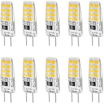 LEKE G8 Bulb Warm White 3000k G8 LED Bulb 3W Equivalent to G8 Halogen Bulb 20W-25W Dimmable G8 Light Bulb, AC 110v/120v/130v(10 Pack)