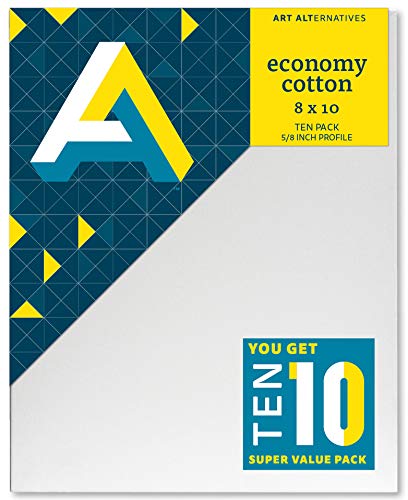 Art Alternatives stretched  White Canvas Super Value Pack-8 x 10 inches-Pack of 10