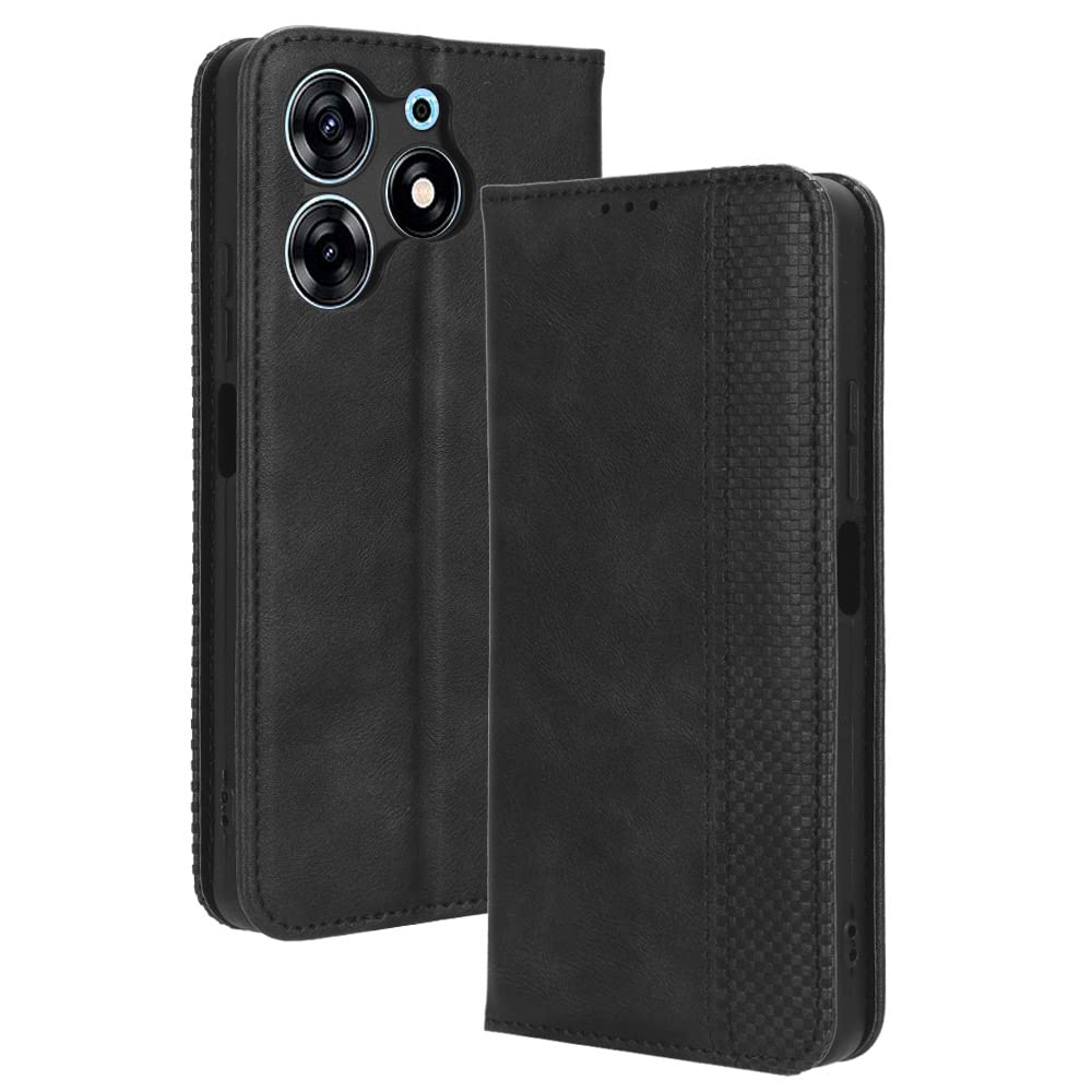 BellaCase Tecno Spark 10 Pro Case [Wallet Case] [Kickstand] [Card Slots] [Magnetic Flip Cover] Compatible with Tecno Spark 10 Pro Smartphone(Black)