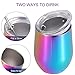 Skylety 12 oz Double-insulated Stemless Glass, Stainless Steel Tumbler Cup with Lids for Wine, Coffee, Drinks, Champagne, Cocktails, 2 Pieces (Colored Rainbow)