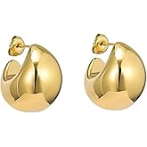 Chunky Gold Hoop Earrings for Women,Waterdrop Hoops Earrings Simple Delicate Lightweight Earrings Hypoallergenic Gold Plated Earrings Fashion Jewelry