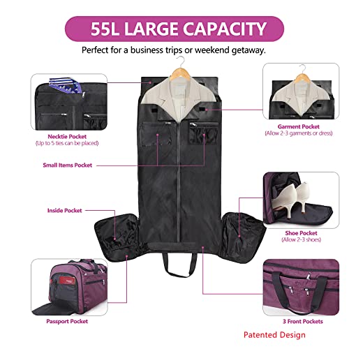 Carry on Garment Bag for Travel, Bukere Convertible Suit Travel Garment