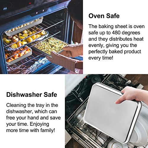 Baking Sheet Set of 2, Zacfton Stainless Steel Baking Pan Cookie Sheets