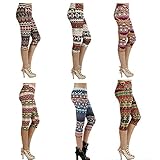 Wholesale Pack of 6 Capri Soft Spandex Tribal Mixed Print