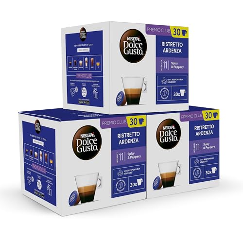 Espresso Ristretto Ardenza - Cápsulas de Café, 90 Cápsulas (3 x 30) - Intensidad 11 - Café arábica - Originales para cafeteras Dolce Gusto