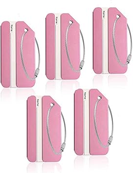 pink luggage tags