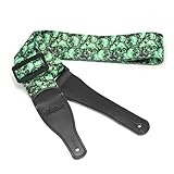 BestSounds Skull Guitar Strap & Genuine Leather Ends Guitar Shoulder Strap ,Suitable For Bass, Electric & Acoustic Guitars (Skull Green)