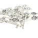 Mixed Set of 30 Vintage Old Look Skeleton Keys Fancy Heart Bow Necklace Pendants (Silver)