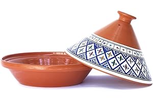 Kamsah Tagine Pot - Large Handmade Bohemian Blue, Non-Stick, Lead-Free, Classic Line Cookware