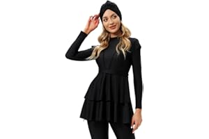OBEEII Womens Muslim Swimsuits Full Coverage Long Sleeve Swimwear Burkini Hijab Bathing Suit