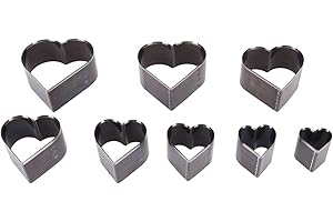 TOPINCN 8pcs Leather Die Cutter, 8 Sizes High Carbon Steel One Hole Hollow Punch Cutter Set Leather Cutting Die Heart Shape f