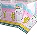 WERNNSAI Llama Table Cover - 1 PCS 108'' x 54'' Alpaca and Cactus Tablecloth Llama Birthday Party Decorations for Kids Girls Pink Birthday Party Decorations