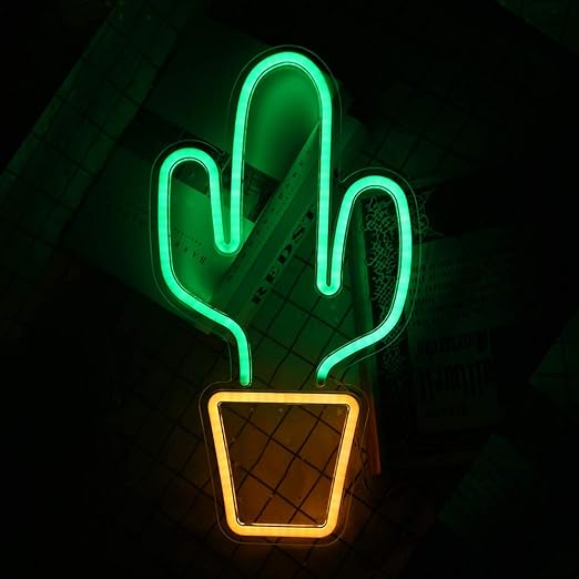 cactus led neon lights green neon signs with yellow planter art wall decor for cute lamp kids room decor lighting chirstmas gifts bithday party bar
