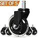 Office Rollerblade Style Office Chair Caster Wheel Replacement Black Set of 5 BIG SALE (Polyurethane)
