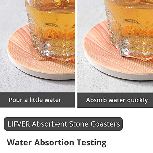 image for LIFVER Drink coasters with Holder, Marble Style Absorbent Coaster Sets