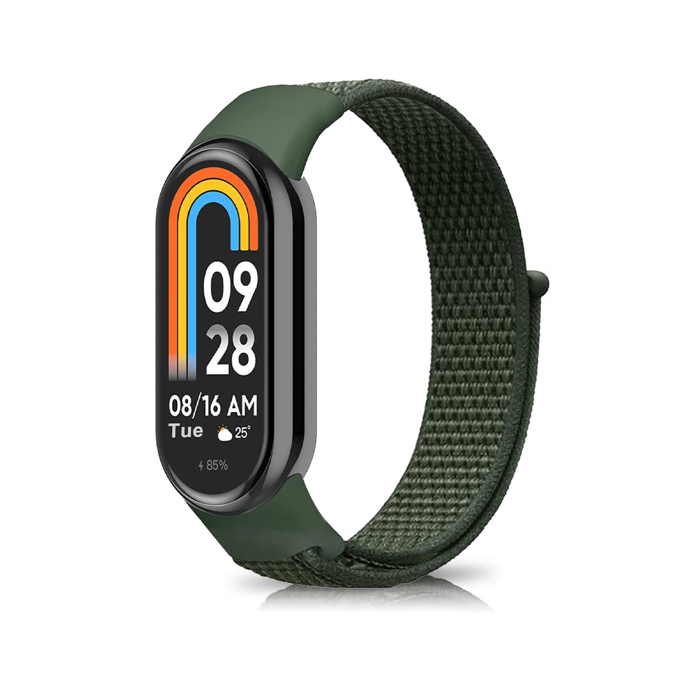 Niboow Strap Compatible with Xiaomi Smart Band 10/9 / 8, Men Women Children Nylon Soft Lightweight Breathable Watch Band for Xiaomi Mi Band 10/9 / 8 - Green