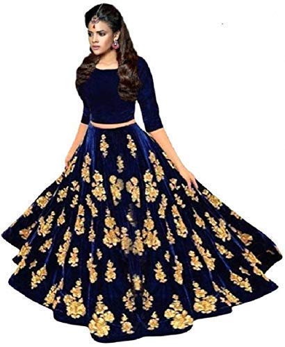 swara fab women's velvet long gown skirt and top (semi stiched free size)
