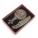 ALICE Antique Hand Mirror and Comb Set, With Gift Box, Silver or Bronze BRONZE