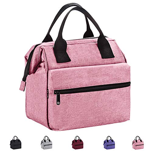 Srise Lunch Box Insulated Lunch Bag For Men & Women Meal Prep Lunch Tote Boxes (Red pink)