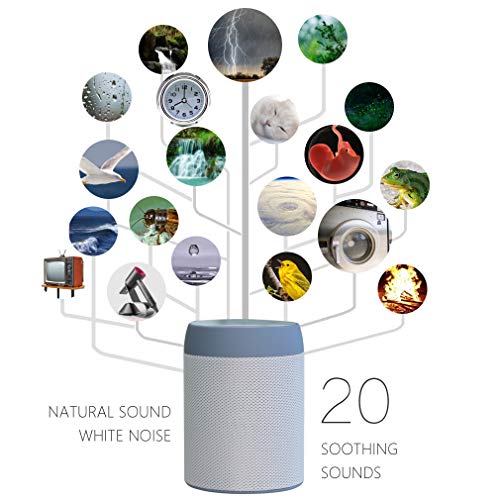 White Noise Machine 20 Non-Looping Soothing Natural Sounds and White Noise with High Quality Speaker & Memory Function for Sleeping Work Relaxed (Gray)