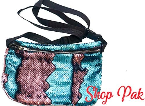 SHOP PAK - The color changing Shopkins bag - Over the shoulder - On the waist pack - Cotton Candy PINK/BLUE color - Sequin Design (Cotton Candy)