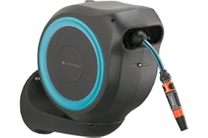 GARDENA 18600-80.000.00, 50 Foot Wall-Mounted Retractable Hose Reel, Automatoc Retraction for Easy Watering, 1/2" Hose, Made 