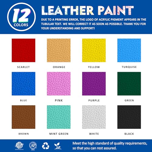Colorful Acrylic Leather Paint for Shoe Painting