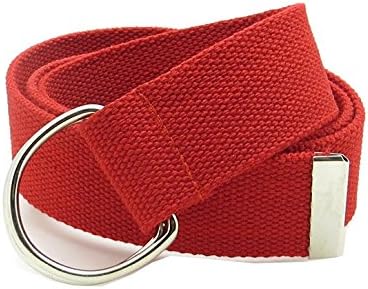 Sunsnow Canvas Web Belt Double D-Ring Buckle 1.5" Wide with Metal Tip Solid Color (One Size, Red)