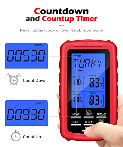 Yoocylii Digital Meat Thermometer Instant Read with Dual Probe for Smoker Digital Thermometer BBQ, Grill Cooking Remote Digital Food Thermometer and Probe, 330 Feet Range