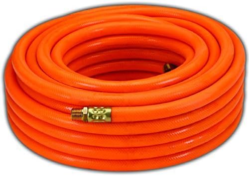 ULToolPVC Air Hose Heavy-Duty Air Hose, 50ft, 3/8-Inch, Reinforced PVC Hose with Brass Fittings (Orange)