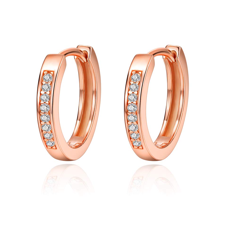 PRETTERY Hoop Earrings Sterling Silver, 925 Sterling Silver Huggie Hoops Earrings with AAA Cubic Zirconia, Small Sleepers Cartilage Hoop Earrings for Women Girls