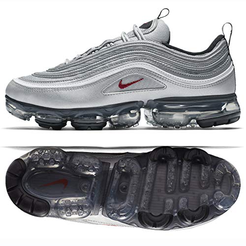 NIKE Men's Air Vapormax 97, Metallic Silver/Varsity Red, 10.5 M US