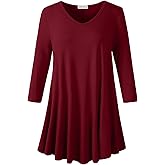LARACE Tunics 3/4 Sleeve Plus Size Tops for Women V Neck Loose Fit Flowy Clothing for Leggings